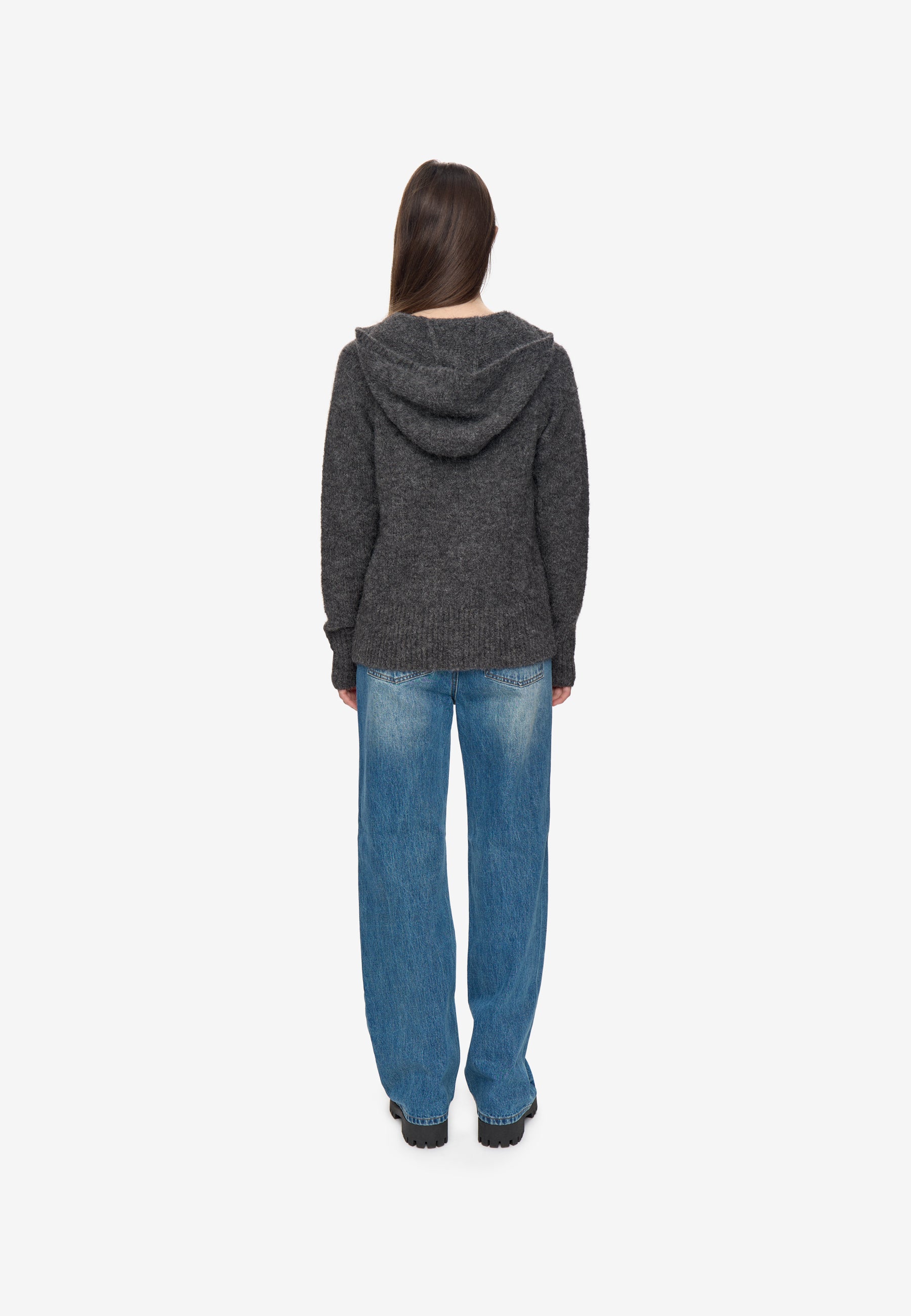 minimum female Angela hoodie 4491 Jumper 980M Dark Grey Melange