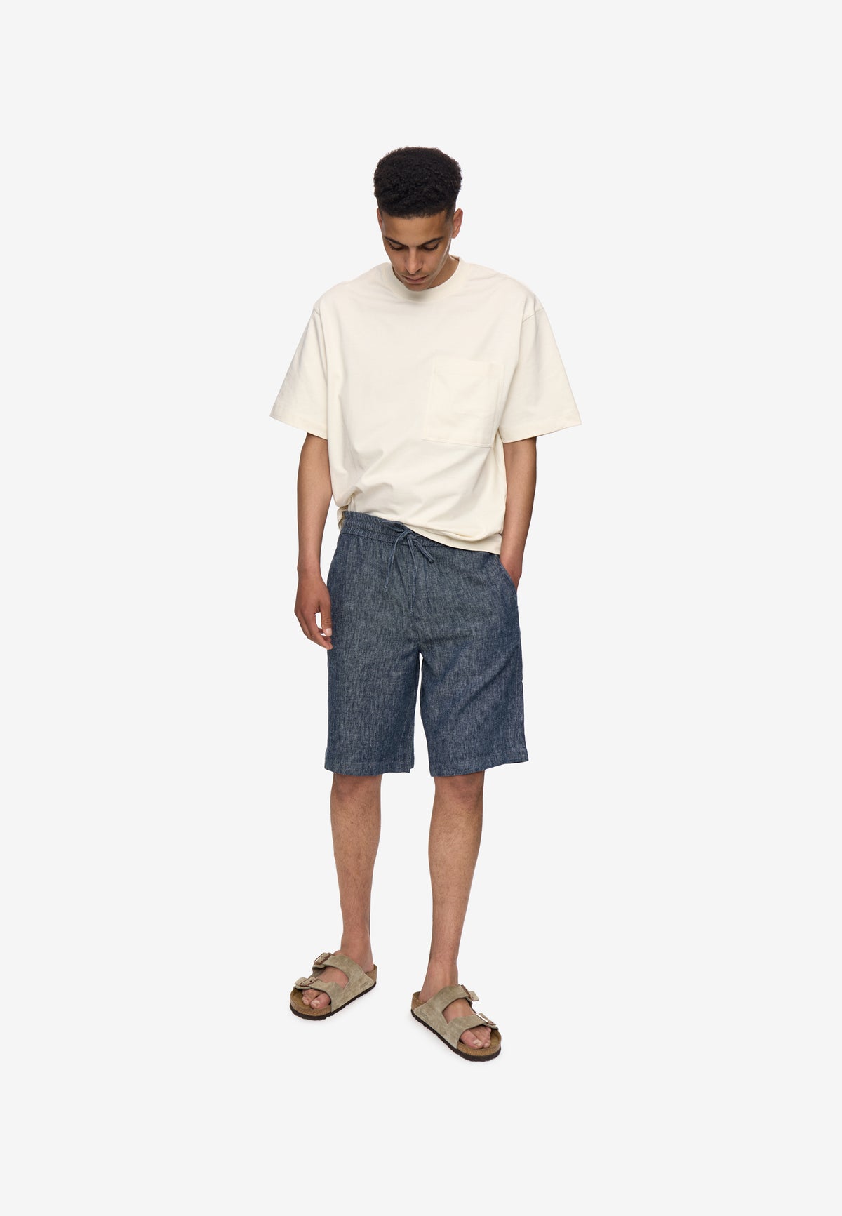minimum male Raylan linen denim shorts 4128 Shorts 3922 Sky Captain