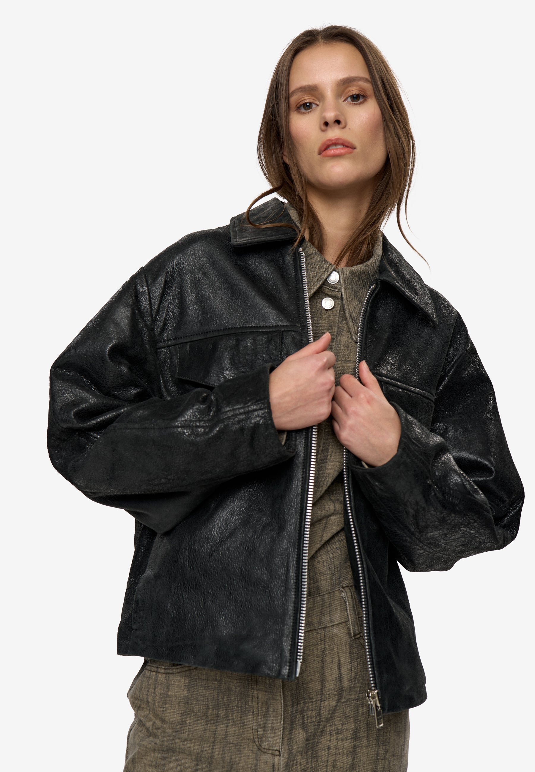 minimum female Tyra zip jacket 4447 Leather Jacket 999 Black
