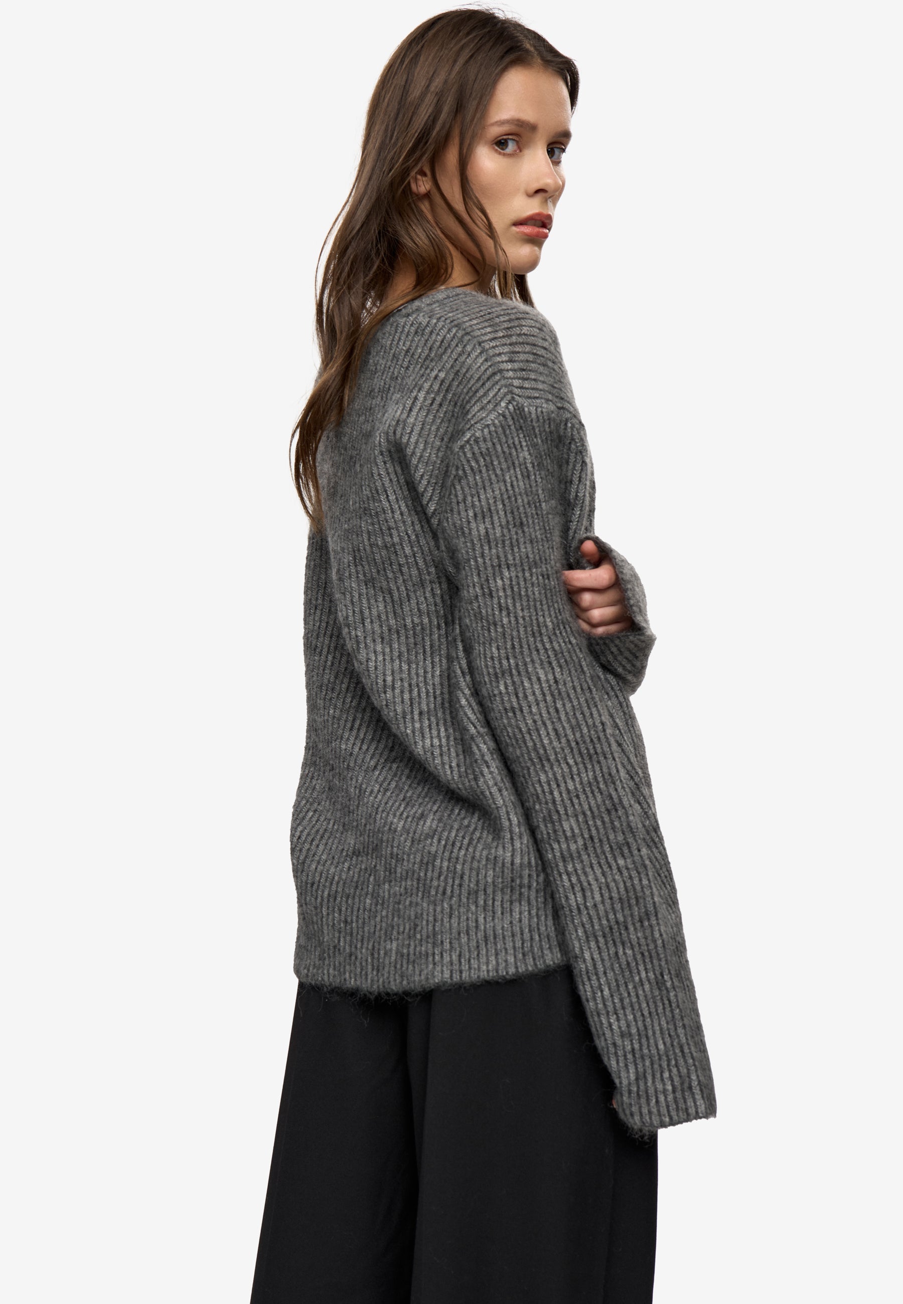 minimum female Gina v-n jumper 4465 Jumper 980M Dark Grey Melange