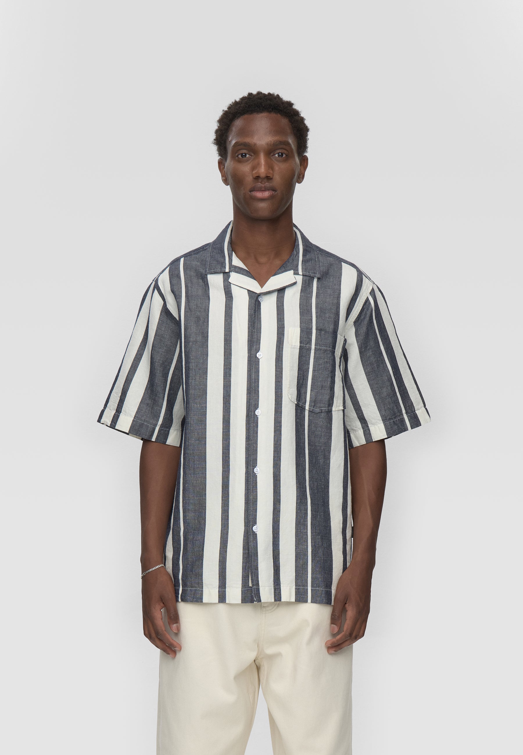 minimum male Hayden reg ss striped shirt 4577 Short Sleeved Shirt 3922 Sky Captain