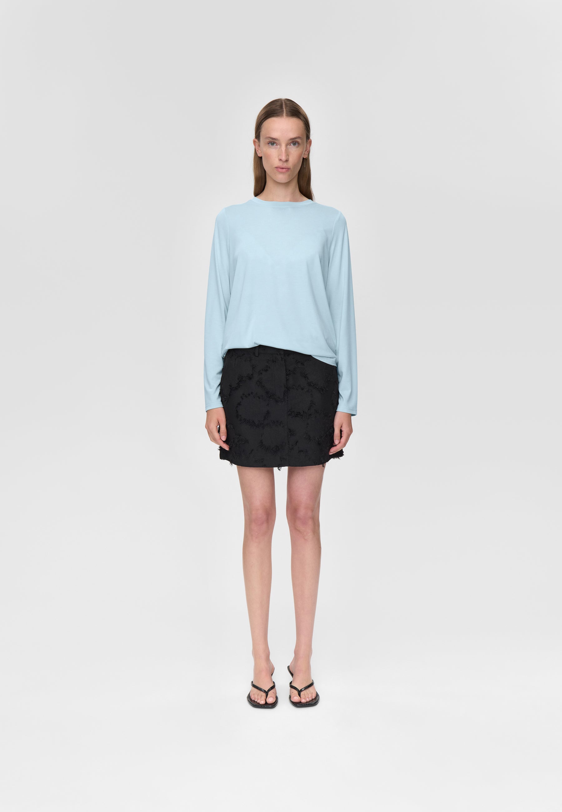 minimum female Margot Tee 0281 Long Sleeved T-shirt 4115 Cashmere Blue