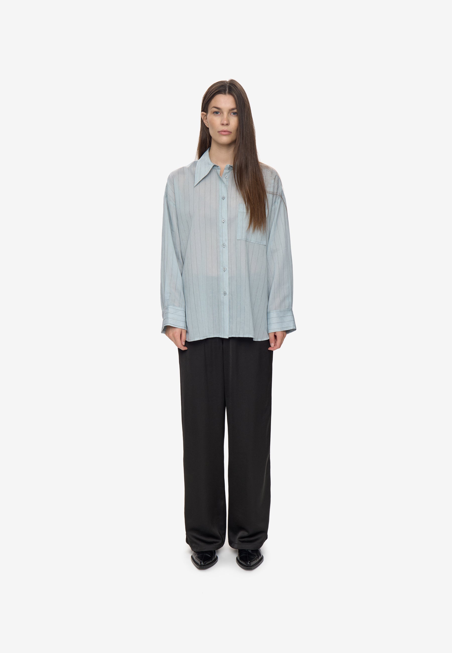 minimum female Mette shirt 4461 Long Sleeved Shirt 4115 Cashmere Blue